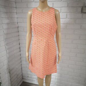 Gap Ladies Size 8 Orange & White Sleeveless Fit & Flare Fully Lined Dress